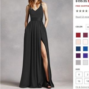 BLACK Vera Wang WHITE V Neck Halter Gown with Sash